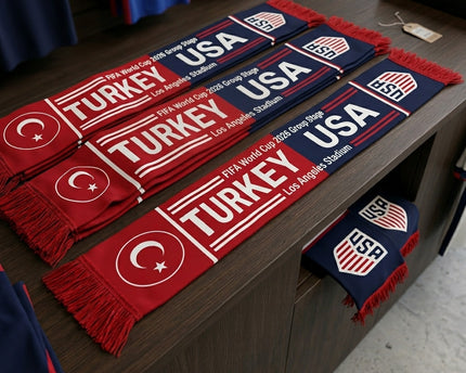 World Cup 2026 Turkey Vs USA Football Scarf Dual Crests