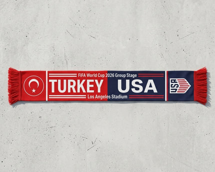 World Cup 2026 Turkey Vs USA Football Scarf Dual Crests