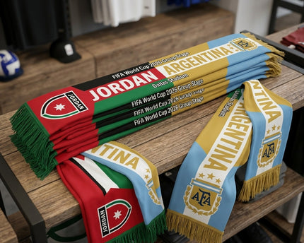 World Cup 2026 Jordan Vs Argentina Football Scarf Official Team Logos