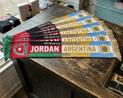 World Cup 2026 Jordan Vs Argentina Football Scarf Official Team Logos