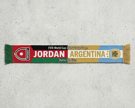 World Cup 2026 Jordan Vs Argentina Football Scarf Official Team Logos