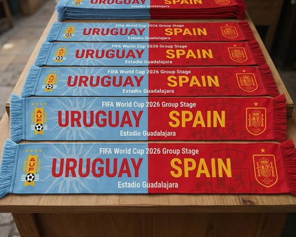 World Cup 2026 Uruguay Vs Spain Football Scarf National Colors