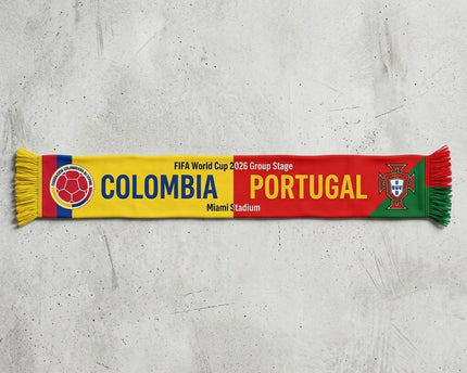 World Cup 2026 Colombia Vs Portugal Football Scarf Official Team Crests