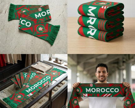 Morocco Scarf World Cup 2026 With Classic Fringed Tassels Accent