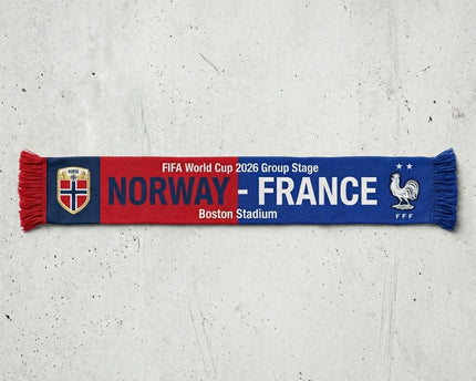 World Cup 2026 Norway Vs France Football Scarf Combined Logos