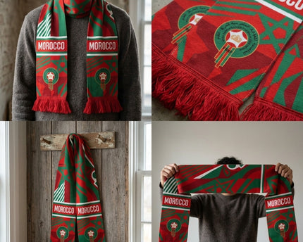 Morocco Scarf World Cup 2026 Traditional Patterned Border Detail