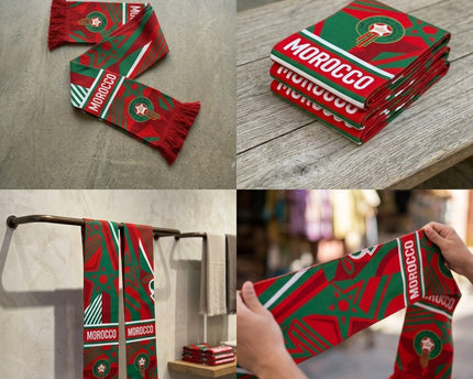 Morocco Scarf World Cup 2026 Traditional Patterned Border Detail