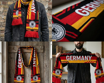 World Cup 2026 Germany Scarf Gold Fringe Ends