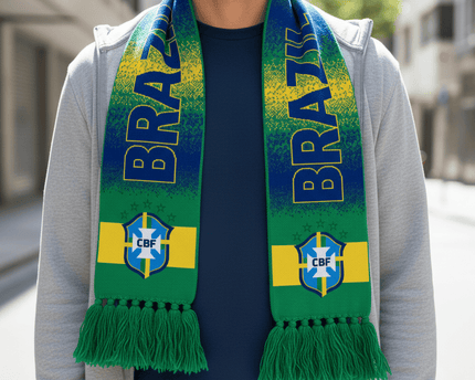 World Cup 2026 Brazil Scarf Gradient Text Design