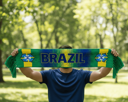 World Cup 2026 Brazil Scarf Gradient Text Design
