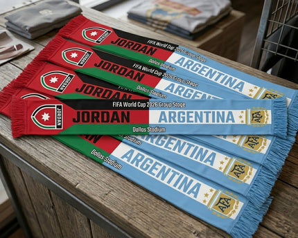 World Cup 2026 Jordan Vs Argentina Football Scarf Classic Fan Apparel