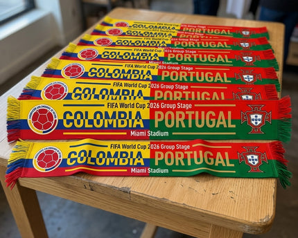 World Cup 2026 Colombia Vs Portugal Football Scarf Bold Typography Print