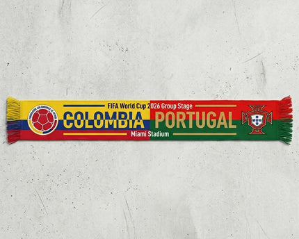 World Cup 2026 Colombia Vs Portugal Football Scarf Bold Typography Print