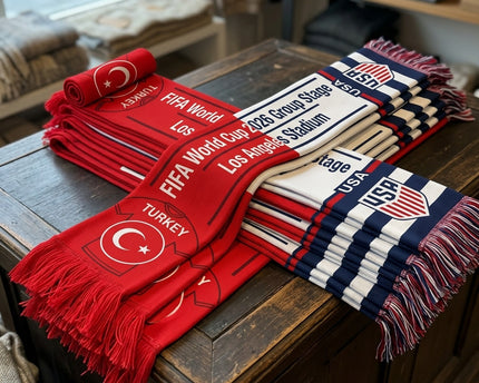 World Cup 2026 Turkey Vs USA Football Scarf Nation Shields