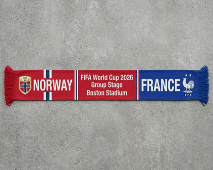 World Cup 2026 Norway Vs France Football Scarf Dual Fringe