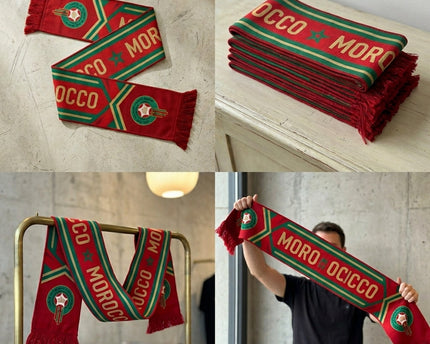 Morocco Scarf World Cup 2026 With Red And Green Vertical Stripes
