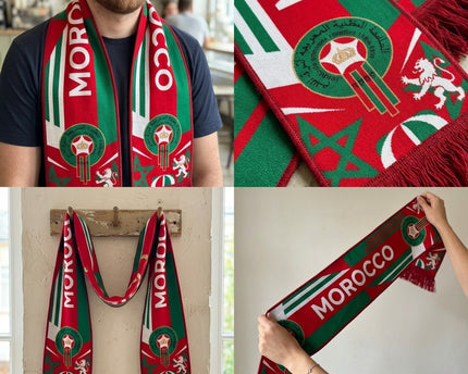 Morocco Scarf World Cup 2026 High Quality Knit Texture Support