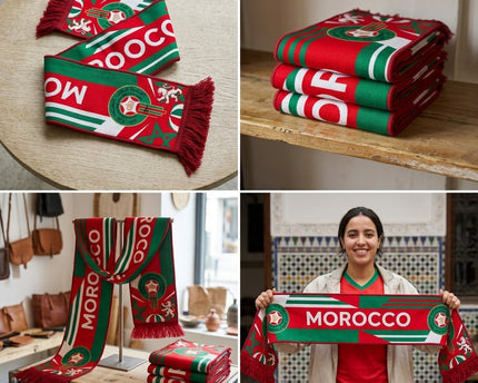 Morocco Scarf World Cup 2026 High Quality Knit Texture Support