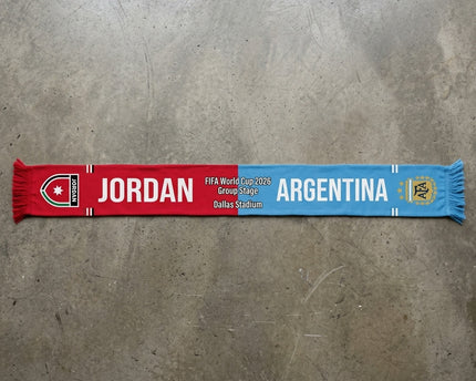 World Cup 2026 Jordan Vs Argentina Football Scarf Bold Typography Print