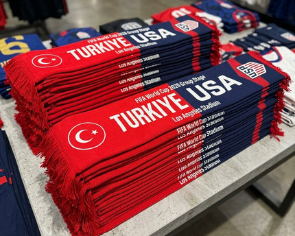 World Cup 2026 Turkey Vs USA Football Scarf Red Navy