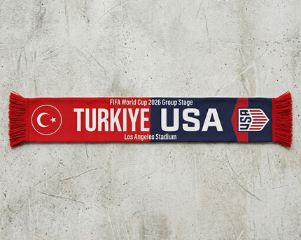 World Cup 2026 Turkey Vs USA Football Scarf Red Navy