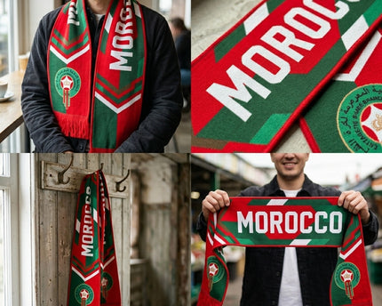 Morocco Scarf World Cup 2026 Clear Bold White Text Logo