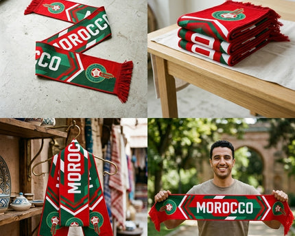 Morocco Scarf World Cup 2026 Clear Bold White Text Logo
