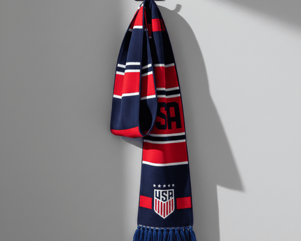 USA Scarf World Cup 2026 Heritage Style With Soft Navy Tassels