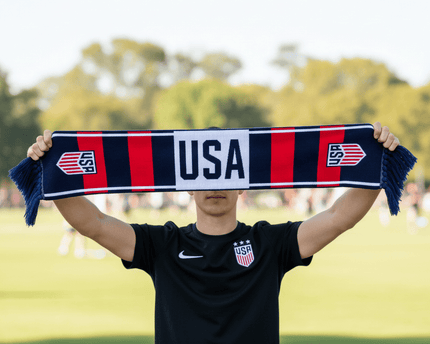 USA Scarf World Cup 2026 Double Sided Graphic With Shield Logo Accents