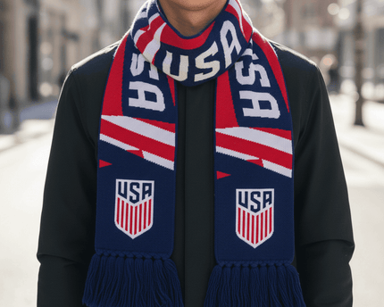 USA Scarf World Cup 2026 Featuring Bold Dynamic Stripe Design