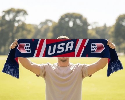 USA Scarf World Cup 2026 Featuring Bold Dynamic Stripe Design