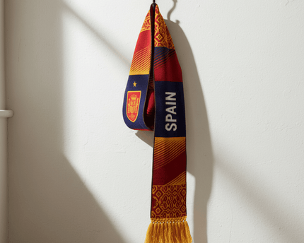 Spain Scarf World Cup 2026 Intricate Gold Maze Border