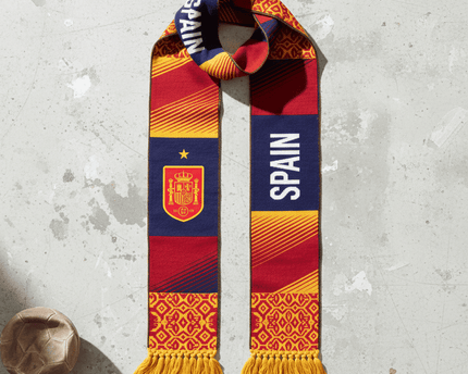 Spain Scarf World Cup 2026 Intricate Gold Maze Border