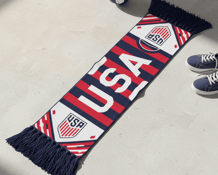 USA Scarf World Cup 2026 Sleek Tapered Font And Diagonal Color Blocking