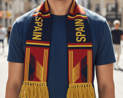 Spain Scarf World Cup 2026 Elegant Greek Fret Pattern