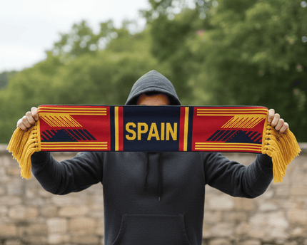 Spain Scarf World Cup 2026 Elegant Greek Fret Pattern