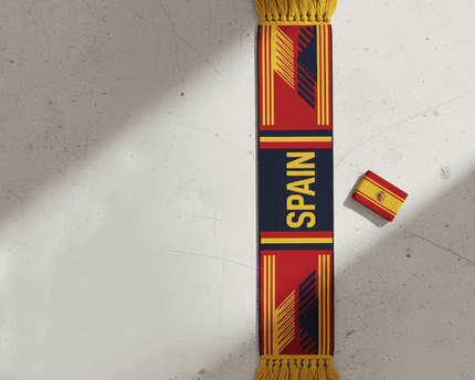 Spain Scarf World Cup 2026 Elegant Greek Fret Pattern
