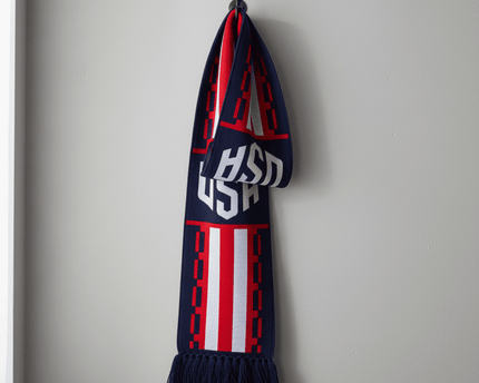 USA Scarf World Cup 2026 Navy Blue Knit With Modern Typography