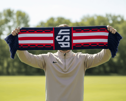 USA Scarf World Cup 2026 Navy Blue Knit With Modern Typography
