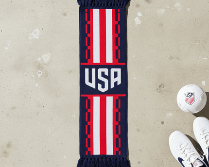 USA Scarf World Cup 2026 Navy Blue Knit With Modern Typography