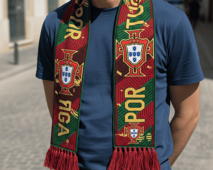 Portugal Scarf World Cup 2026 Featuring Repeating Crest Pattern