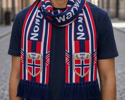 Norway Scarf World Cup 2026 Symmetric Navy Red Stripes