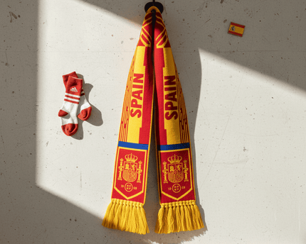 Spain Scarf World Cup 2026 Detailed Heritage Shield Graphic