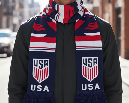 USA Scarf World Cup 2026 Contemporary Soccer Fan Design With Sharp Lines