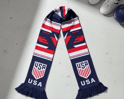 USA Scarf World Cup 2026 Contemporary Soccer Fan Design With Sharp Lines