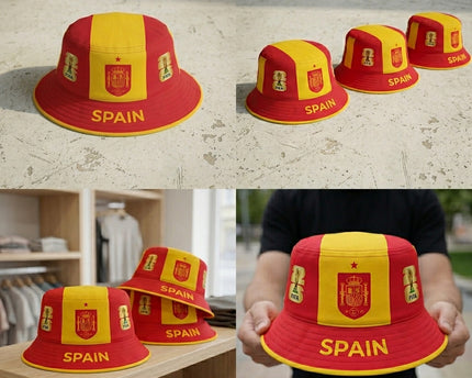 World Cup 2026 Spain Striped Design Bucket Hat