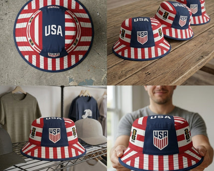 World Cup 2026 USA Classic Red White Blue Bucket Hat