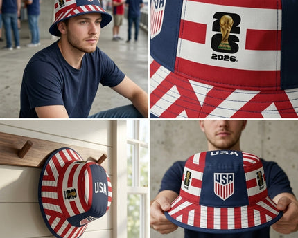 World Cup 2026 USA Classic Red White Blue Bucket Hat
