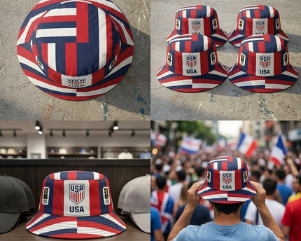World Cup 2026 USA Vertical Stripe Pattern Bucket Hat