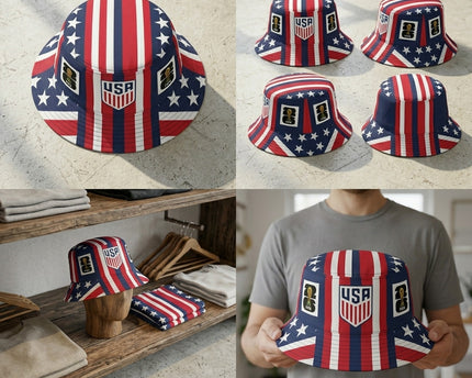 World Cup 2026 USA Patriotic Blue Side Panel Bucket Hat